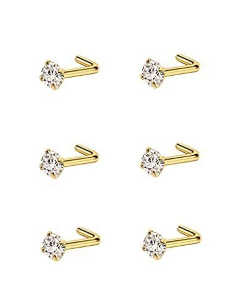 9492 316L Surgical Steel Nose Rings L Shape Diamond Nose Studs